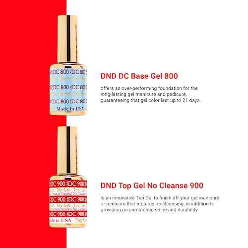 DND Base Gel and Top Gel Polish Set, UV/LED GelBase Polish and No Cleanse Top Coat, Professional Gel Polish Duo, 0.5 Fl Oz Each