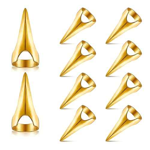 10Pcs Metal Full Finger Rings, Multi-Functional Hair Parting Tools for Cosplay, Hairstyling and Braiding, Retro Punk Claws Design with Anti-Slip Grip, Hair Extension Accessories