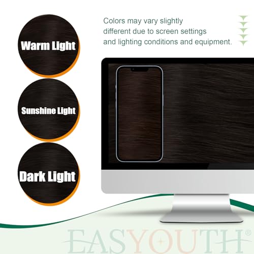 Easyouth Human Hair Ponytail Extensions Dark Brown Pony Tails Hair Extensions Human Hair Brown Ponytail Extension Human Hair for Women 18Inch 80g