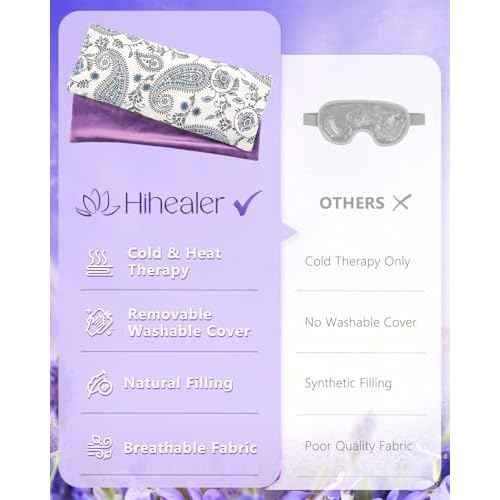Lavender Eye Pillow for Relaxation, Yoga, Sleep ? Weighted Eye Mask for Headache, Sinus, Aromatherapy Moist Heat Compress, Meditation Accessory, Relaxation Gift for Women (Purple)