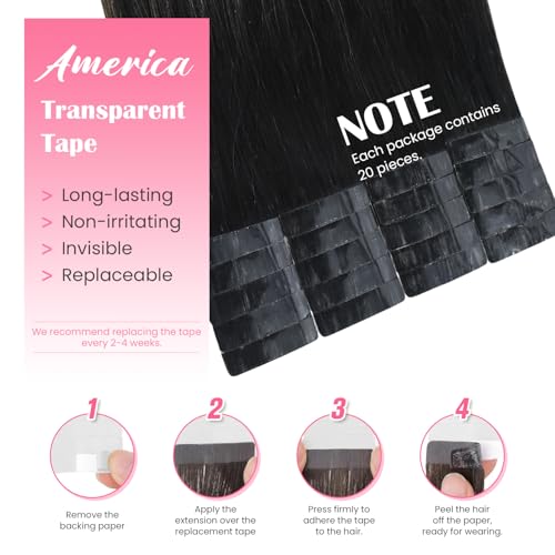 Tape in Hair Extensions 1BT6P1B Natural Black to Chestnut Brown 100% Remy Human Hair Extensions Silky Straight for Fashion Women 20 Pcs/Package(22Inch #1BT6P1B 60g)