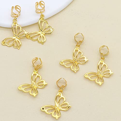 NAISKA Butterfly Dreadlock Accessories [10Pcs], Gold Hair Braid Charms, Cuffs Clips Rings, Women and Teen Girls Gifts