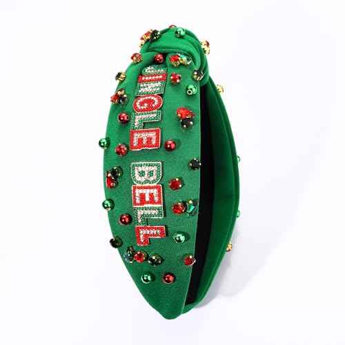 HEIDKRUEGER Jeweled Knot Headband Wide Christmas Headband JINGLE BELL Hair Hoop Party Supplies (JINGLE BELL)