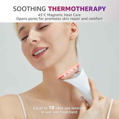 Red Light Therapy for Face and Neck, Renewal Face Lift Device with Vibration Tech, 3 in 1 Face Massager Tool with Thermals, True Beauty Glow Facial Sculptor for Wrinkles, Double Chin (White)