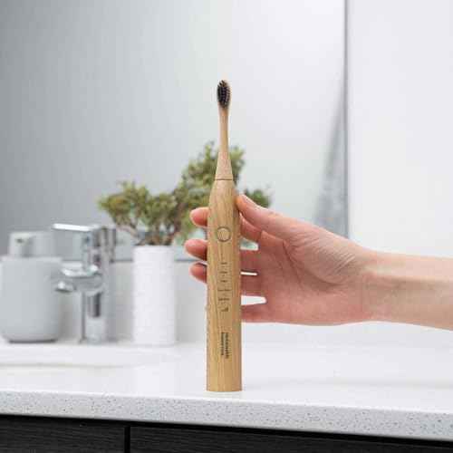 Sustainable Tomorrow Zen Bamboo Electric Toothbrush Adults, Rechargeable w/Plant-Based Soft Bristles, Bamboo Heads, 5 Modes & Long-Lasting Battery, Ideal Christmas Gifts for Women & Gifts for Men