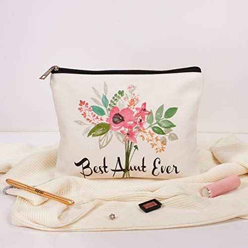 Best Aunt Ever Cosmetic Bag Aunt Gifts Auntie gifts from Niece for Christmas Birthday Retirement Aunt Travel Make Up Pouch
