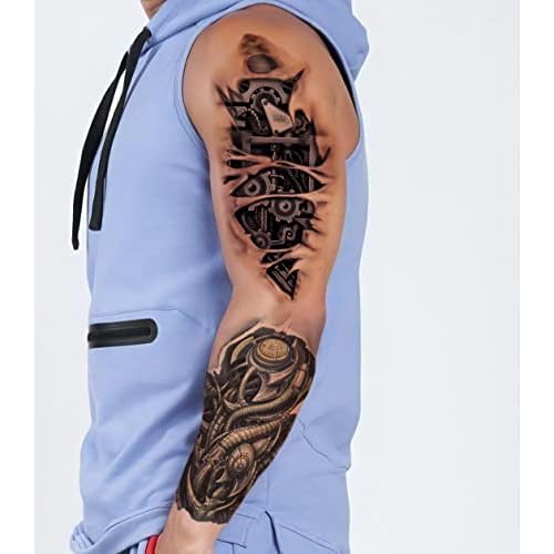 ROARHOWL Very cool machine 3D realistic fake tattoos£¬wound robot makeup Temporary Tattoos for men women (Design 5)