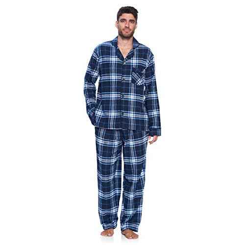 Ashford & Brooks Men¡¯s Flannel Long Sleeve Pajamas Set Plaid Sleepwear & Loungewear Button Down PJ Set