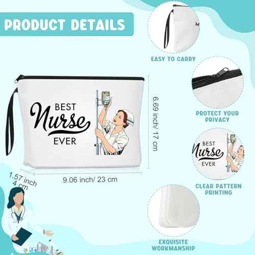 Kajaia 2 Pieces Nurse Appreciation Gifts Nurse Tote Bag Canvas Cosmetic Bag Nursing Week Gifts for Women