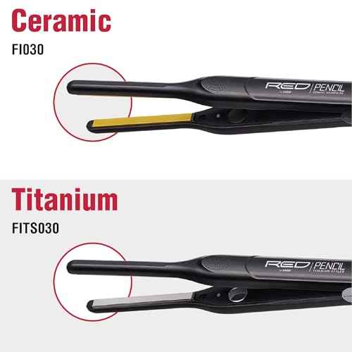 Kiss Red by Pencil Flat Iron Hair Straightener, 0.3 Inch, Ceramic