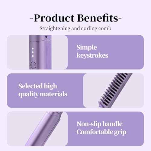 Ceramic Hairdressing Comb Smooth, 2025 New Hairdressing Comb for Straight and Curly Hairs, Upgrade Portable Wireless 2-in-1 Hairs Dressing Combs Fast Heating 3 Adjustable Temperatures (Green)