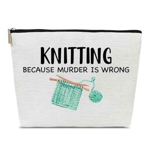Funny Knitting Gifts Makeup Bag, Crocheting Gifts for Knitters Lovers, Women, Crocheter Supplies Stuff, Cosmetic Bag for Purse