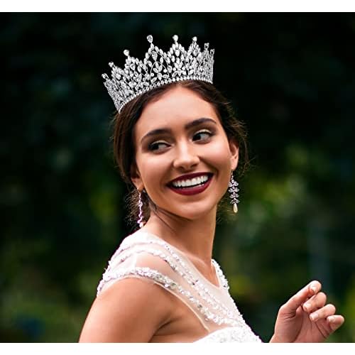 QXMYOO Luxury Large Bridal Tiaras for Wedding 5A Level Cubic Zirconia Sweet 16 Quinceanera CZ Pageant Princess Queen Crowns Bride Headpiece Hair Accessories HB076