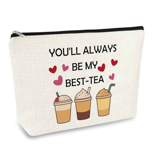 Bestie Gifts for Women Best Friends Makeup Bag Friendship Gifts for Bestie BFF Sister Cosmetic Bag Best Friends Birthday Christmas Graduation Gift for Her Tea Lover Travel Toiletry Pouch