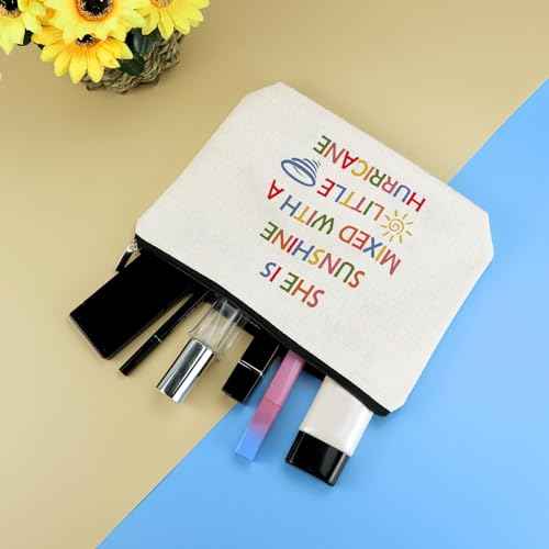 Best Friends Friendship Gifts for Women Makeup Bag Sister Bestie Gift Sunshine Inspirational Gifts Cosmetic Bag Birthday Valentines Mothers Day Gifts for Her Girls BFF Sister Wife Girlfriend Daughter