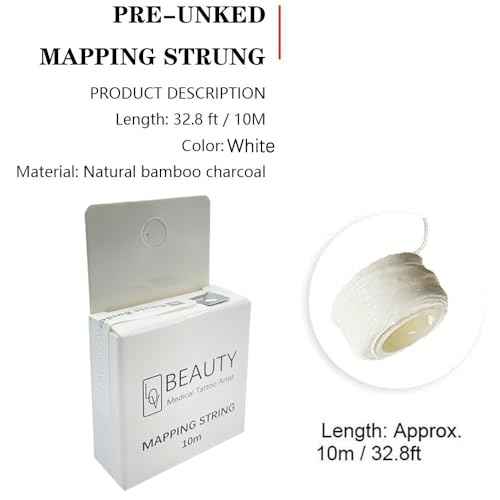 Pre-Inked Brow Mapping String for Microblading Eyebrow Marker Thread Tattoo PMU Microblading string Measuring Tool for Marking Symmetrical Eyebrows (white Pre-Inked (1 Pack))