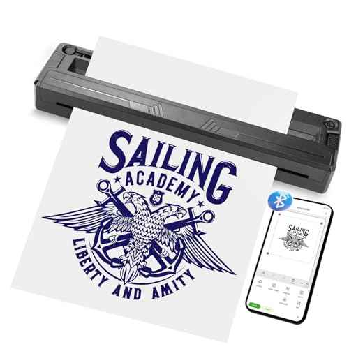 New Tattoo Stencil Printer - Wireless Bluetooth Thermal Kit with 10 Transfer Papers, Fits Custom-Size A4-A8 Width Thermal Paper, Works for Phones/Tablets/PC/Mac, for Artists & Beginners (Black)