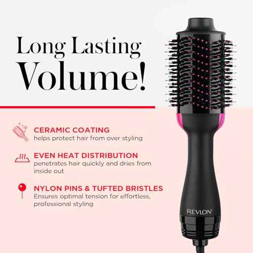 REVLON One-Step Volumizer Hair Dryer and Styler ? Easy Salon-Style Blowouts ? Less Frizz, More Shine, and Reduced Heat Damage, for All Hair Types and Lengths (Black)