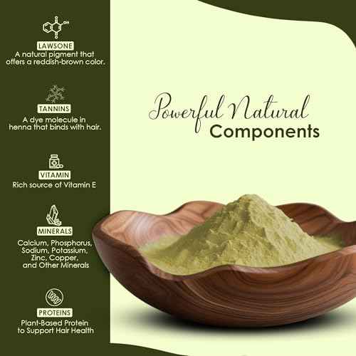 Mi Nature Pure Henna Powder (Lawsonia Inermis) 227g (8 oz)- Natural Plant-Based Hair Coloring & Conditioning Treatment - Herbal Hair Care Formula - No Added Preservatives