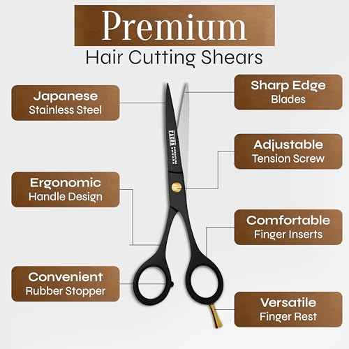 Fac?n Hair Cutting Scissors - Professional Hair Scissors 6.5 Inch Razor Edge Barber Shears Salon Hair Cutting Shears - Japanese Stainless Steel - Precision Cutting Premium Shears for Men, Women & Kids