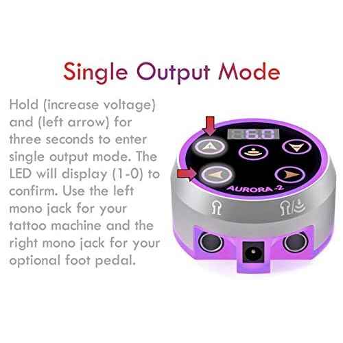 Aurora II Professional Tattoo Machine Power Supply- Touchscreen, Digital Display & Color LEDs (Silver)