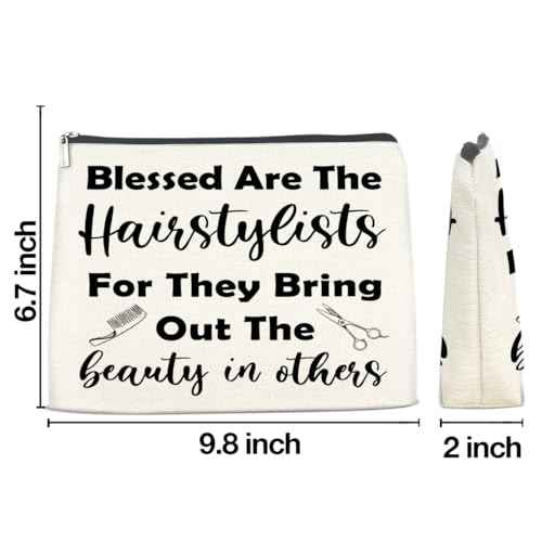 Hair Stylist Gifts for Women Cosmetic Bag - Hairstylist Gift Hairdresser Gifts Small Makeup Bag - Blessed Are the Hairstylists for They Bring Out the Beauty in Others Zipper Makeup Pouch (1Pcs)