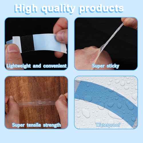 Kachanaa 48pcs Double Sided Ultra Hold Waterproof Lace Glue for Front Lace Wig,Bold Hold Lace Wig Tape in Hair Extension Remover can Replacement (Blue)