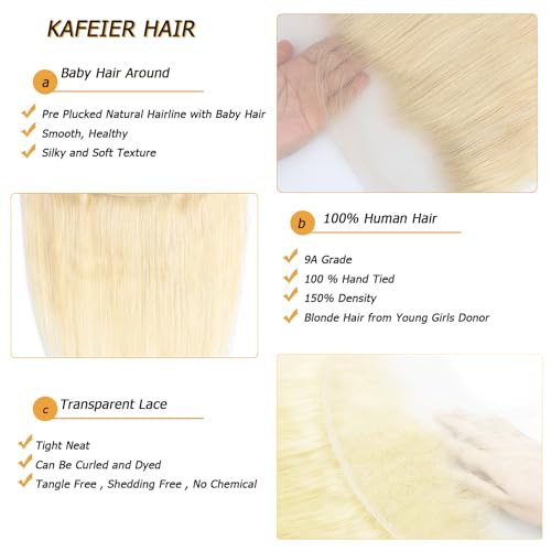 613 Blonde Lace Frontal 13X4 Transparent Hd Lace Human Hair Long Straight Ear To Ear Brazilian Virgin Remy Human Hair Free Part With Baby Hair Bleach Knots 24 Inch