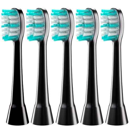 Replacement Brush Heads for Aquasonic Only Compatible with AquaSonic Black Series, 5-Pack Black