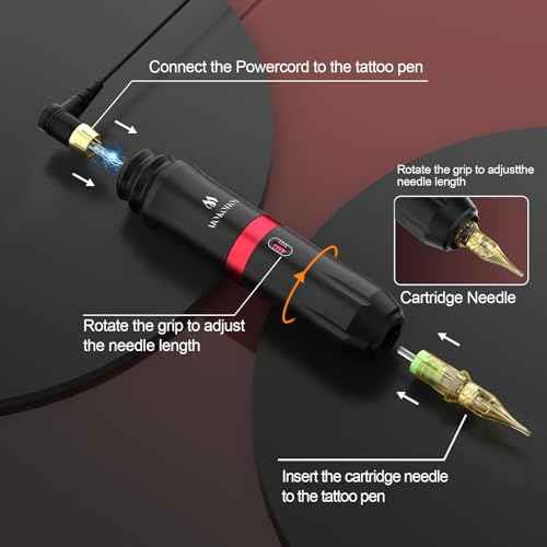 Tattoo Gun Kit Complete Tattoo Kit, Tattoo Machine Kit for Beginners, Rotary Tattoo Pen Kit,10 Pro Tattoo Cartridge Needles,10 Ink Color Set for Tattoo Supplies (Black)