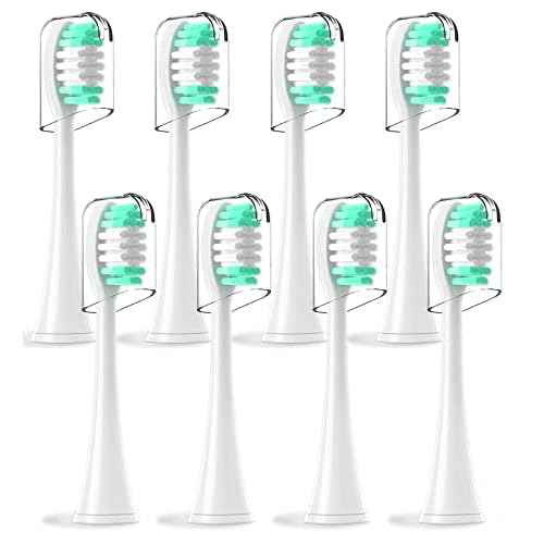 Replacement Toothbrush Heads Compatible with Aquasonic Vibe Series - 8 Pack Electric Brush Heads Compatible with Aqua Sonic Black Series/Black Series Pro/Duo PRO Series (White)