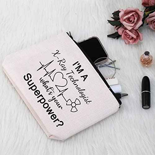 G2TUP Radiologic Technologist Gift X-Ray Tech Makeup Bag I'm a X-Ray Technologist What's Your Superpower Cosmetic Bag Future X Ray Technician Ray Tech Graduation Gift (X-Ray Technologist White Bag)