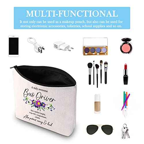 GJTIM Bus Driver Gift Bus Driver Appreciation Gift Zipper Pouch Makeup Bag End of Year Gift for Bus Driver (Truly Bus Driver Bag)