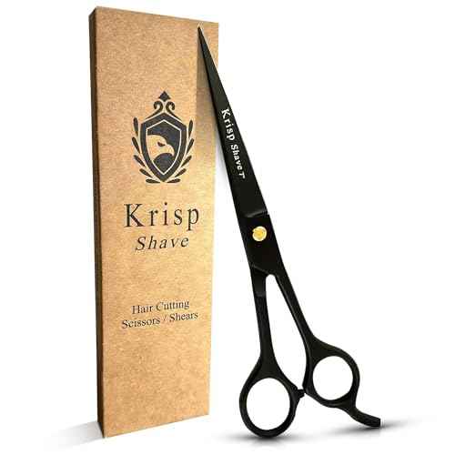 Professional Hair Cutting Scissors - Krisp Shave Japanese Stainless Steel Salon Barber Scissor (7 Inch) - Shears for Men's Beard Mustache Women Kids Pets Haircut All Purpose Shear, KSP-786