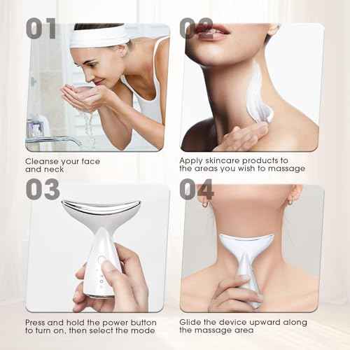 Face & Neck Massager | White LED Red-Light-Therapy-for-Face and Neck, Red Light Therapy Wand, 3 Color Led Massager for Skin Care