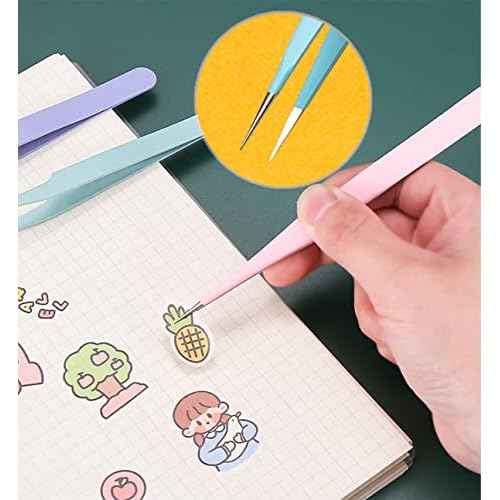 2 Pieces Sticker Tweezers, Cute Craft Tweezers for Stickers, Scrapbooking, Vinyl, Lashes, Electronics, Purple