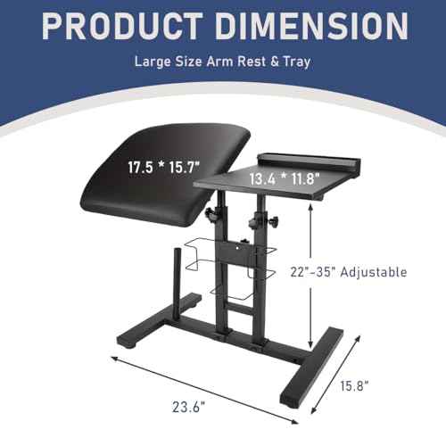 Tattoo Armrest with Tattoo Supplies Storage Board, Tattoo Workbench with Adjustable Height & Tilt, Portable Tattoo Bracket for Tattoo Studio Salon