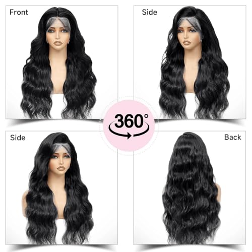 28 Inch Body Wave Lace Front Wigs Human Hair With Baby Hair 13x6 Hd Lace Frontal Wigs Pre Plucked Black Body Wave Wig Human hair 220% Density Long Black Lace Front Wigs For Women
