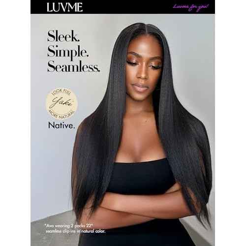 LUVME Yaki Straight LUVME Seamless 2 Pack 220g 14Pcs Clip in Hair Extensions Full Max with 18inch Remy Human Hair Extensions, Natural Black 100% Real Soft Human Hair