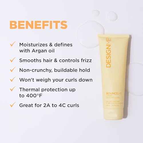Design.Me BOUNCE.ME Curl Balm and Cream for Curly Hair with Nourishing Argan Oil | Wave, Coil, and Curl Defining Cream | Sulfate Free and Paraben Free (8.5 Fl Oz)