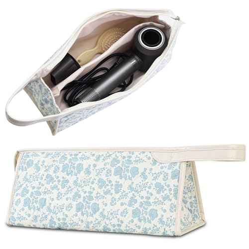 Quilted Travel Case Compatible with Dyson Airwrap & Shark Flexstyle, Cotton Floral Carrying Storage Bag for Dyson Hair Dryer and Attachments, Cute Portable Organizer with Handle