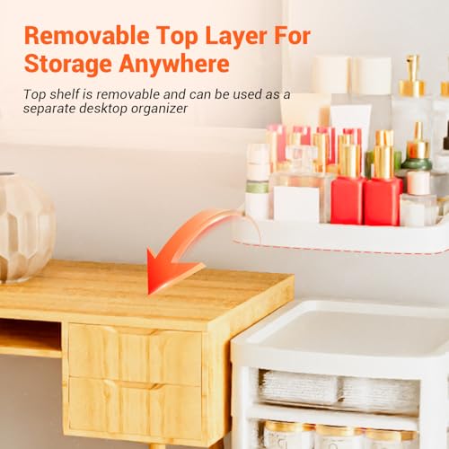 5 Tier Floor Makeup Organizer Storage with Detachable Compartments, Organized Arrangement, Transparent Standing Makeup Organizer, Makeup Storage Cart, No Complex Assembly