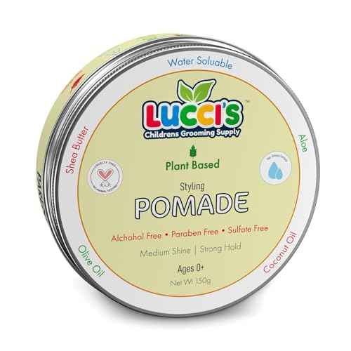 LUCCI¡¯S CHILDRENS GROOMING SUPPLY Baby Hair Gel ? 5oz Plant-Based Styling Hair Pomade for Infants ? No Parabens or Sulphates ? Medium Shine and Strong Hold Hair Paste for Kids