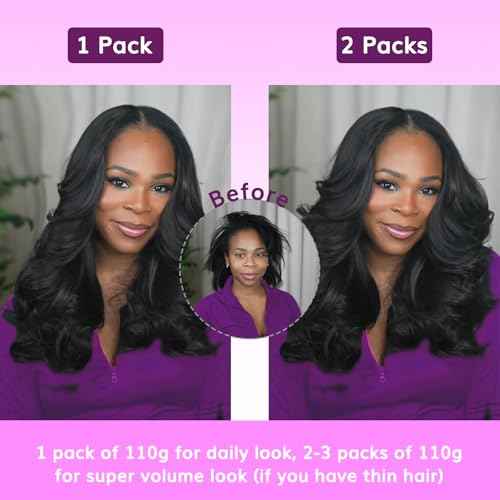 IDN BEAUTY Seamless Clip In Hair Extensions Human Hair, Body Wave 14 Inch 110g 7pcs Natural Black Real Virgin Human Hair Seamless Clip Ins For Black Women PU Weft Invisible Edge