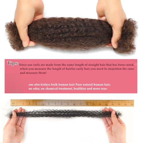 Afro Kinkys Bulk Human Hair for Dreadlock Extensions Repair Locs 50 Gram/Pack Medium Brown 24 inch Mini Twist Braiding Afro Kinky Human Hair for Locs