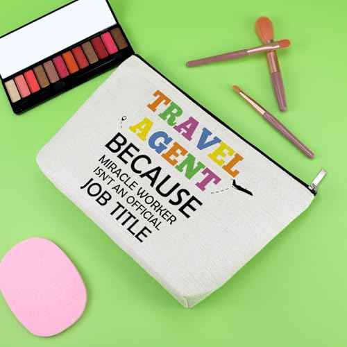 Travel Agent Gifts for Women Travel Planner Makeup Bag Appreciation Gift for New Retiring Agent Vacation Cosmetic Bag Christmas Birthday Presents for Traveler Coworker Friend Planner Zipper Pouch