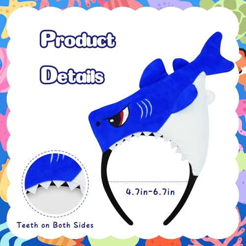 KHC-KHF Shark-Headband Funny-Hat Halloween Shark Funny Hairband Plush Headband Ocean Animal Costume Accessories Woman Man