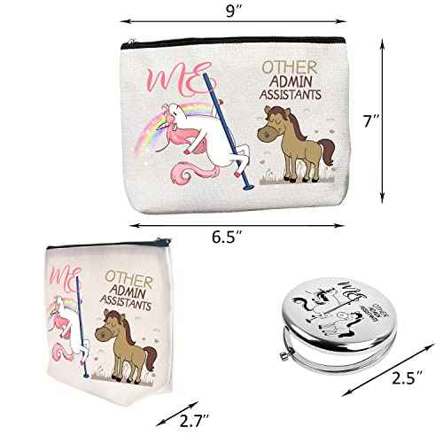 Christmas Gifts for Admin Assistants,Admin Assistants Zipper Makeup Bag Cosmetic Pouch,Assistants Travel Toiletry Pouch Organizer Bag,Admin Assistants Compact Mirror,Administrative Assistants Gift