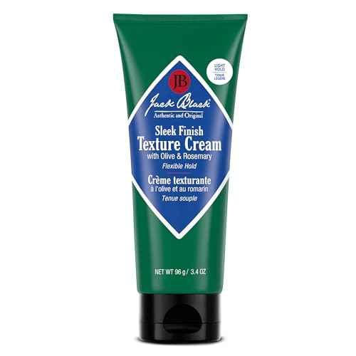 Jack Black Sleek Finish Texture Cream, 3.4 Oz. ? Hair Styling Cream for Men & Women, Hair Texturizer for Dry to Normal Coarse, Thick, or Wavy Hair, Fragrance-Free Hair Lotion, Hair Product