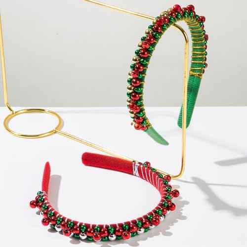 Ever Fairy Christmas Jingle Bell Headbands for Women Girls Lovely Silver Green Red Tone Hair Band Christmas Holiday Jewelry